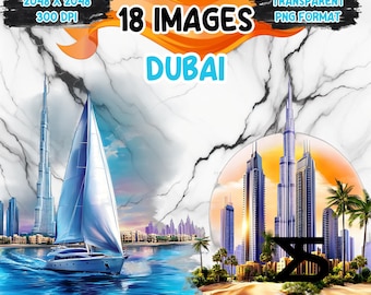 18 Watercolor Dubai Clipart , Dubai clipart PNG, Clipart bundle, commercial use, digital download, instant download