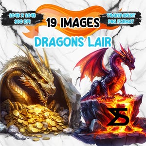 Watercolor dragons lair PNG Image with transparent background, Clipart bundle, commercial use, digital download, instant download