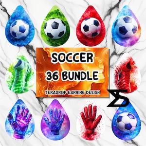 Soccer Sublimation Earring Design Bundle, Instant Digital Download, Commercial Use ,Teardrop Earring PNG