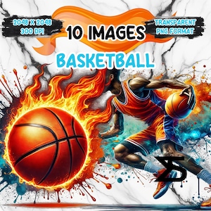 10 cliparts de basket-ball aquarelle, clipart de basket-ball, lot de cliparts, usage commercial, téléchargement numérique, téléchargement immédiat