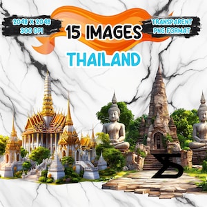 Immagine PNG acquerello Thailandia con sfondo trasparente, bundle Clipart Thailandia, uso commerciale, download digitale, download immediato