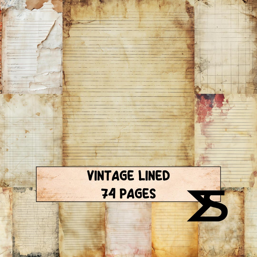Vintage Lined Junk Journal Kit Printable Vintage Ephemera Lined Pages ...
