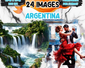 Watercolor Argentina scenes PNG Image, Argentina Clipart bundle, commercial use, digital download, instant download