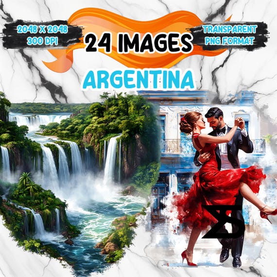 Watercolor Argentina scenes PNG Image, Argentina Clipart bundle, commercial use, digital download, instant download