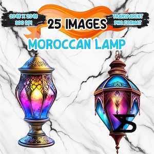 Lampe marocaine aquarelle PNG Image sur fond transparent, sticker numérique/Scrappbooking, usage commercial, téléchargement numérique instantané