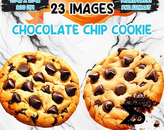 Watercolor Chocolate Chip Cookie PNG Image, Chocolate Chip Cookie Clipart Picture bundle, commercial use, digital download, instant download