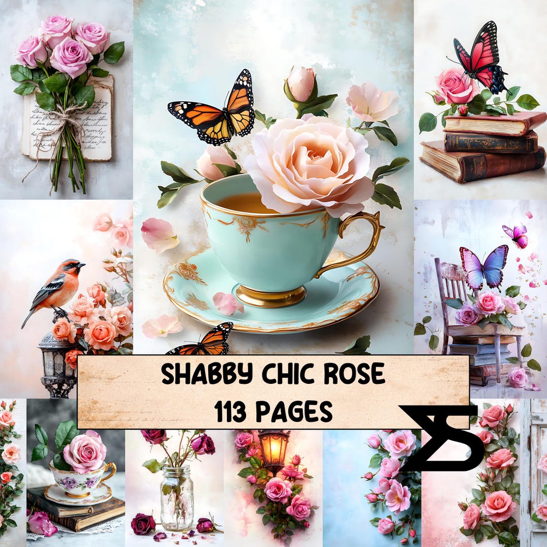 Shabby Chic Rose Vintage Junk Journal Kit Printable Ephemera Floral ...