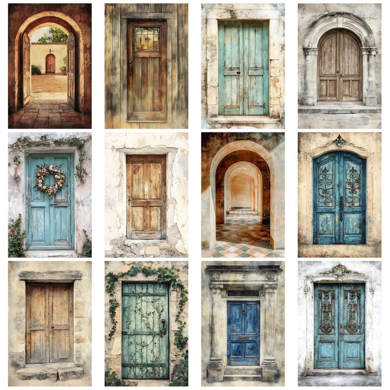 Rustic Vintage Doors Junk Journal Printable Ephemera Collage Papers ...