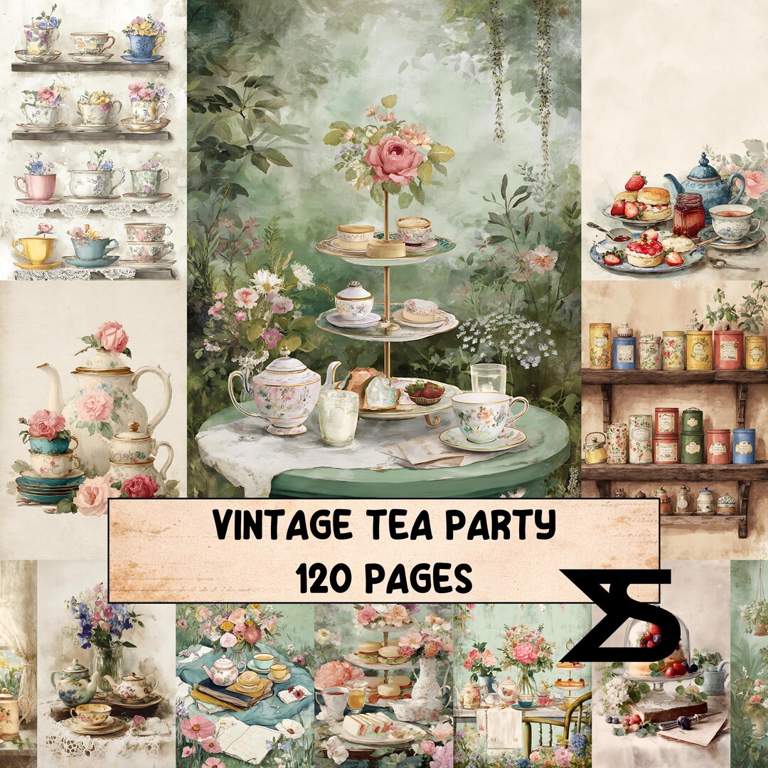 Vintage Tea Party Vintage Tea Junk Journal Kit Ephemera Shabby Chic ...