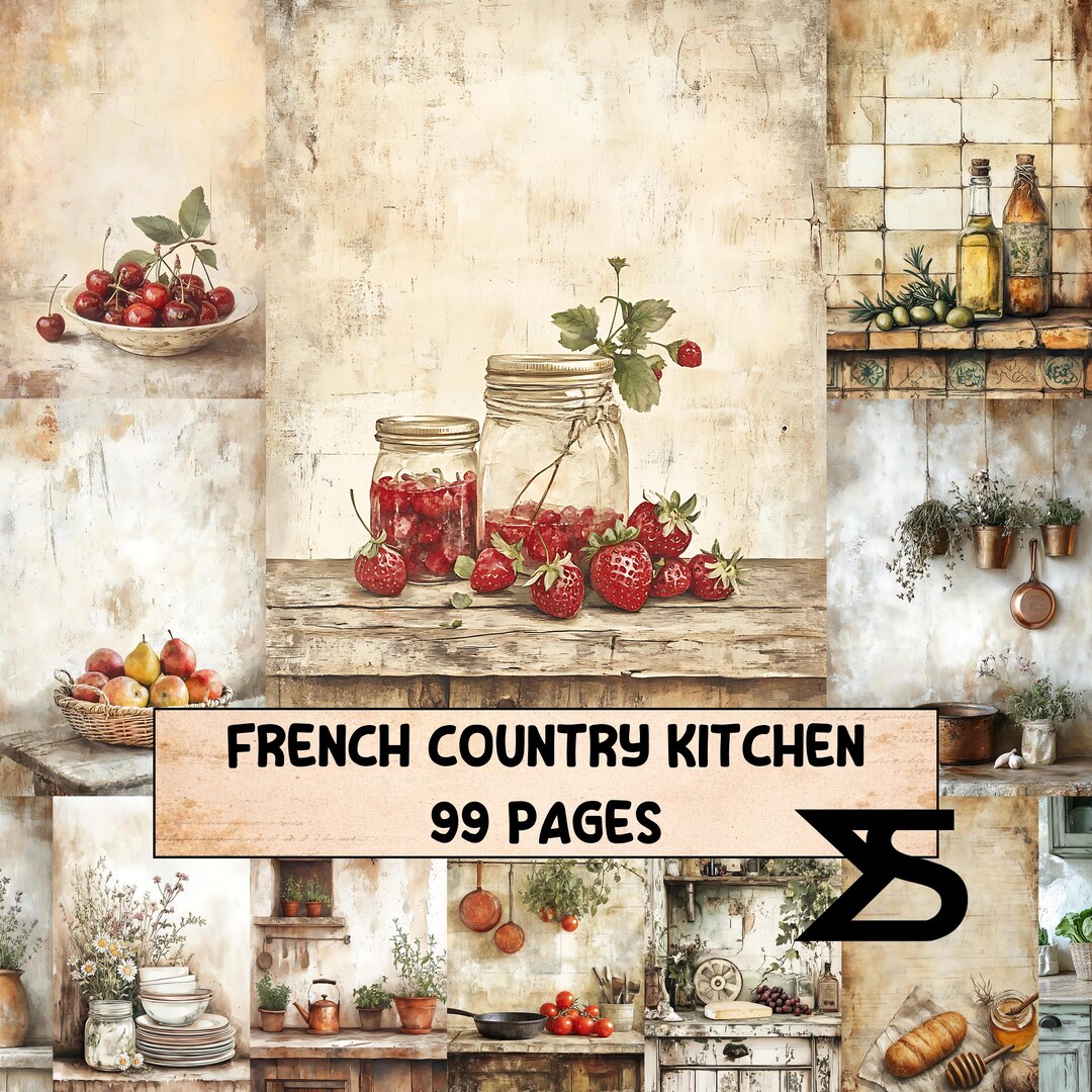 French Country Kitchen Vintage Junk Journal Ephemera Kit Farmhouse ...