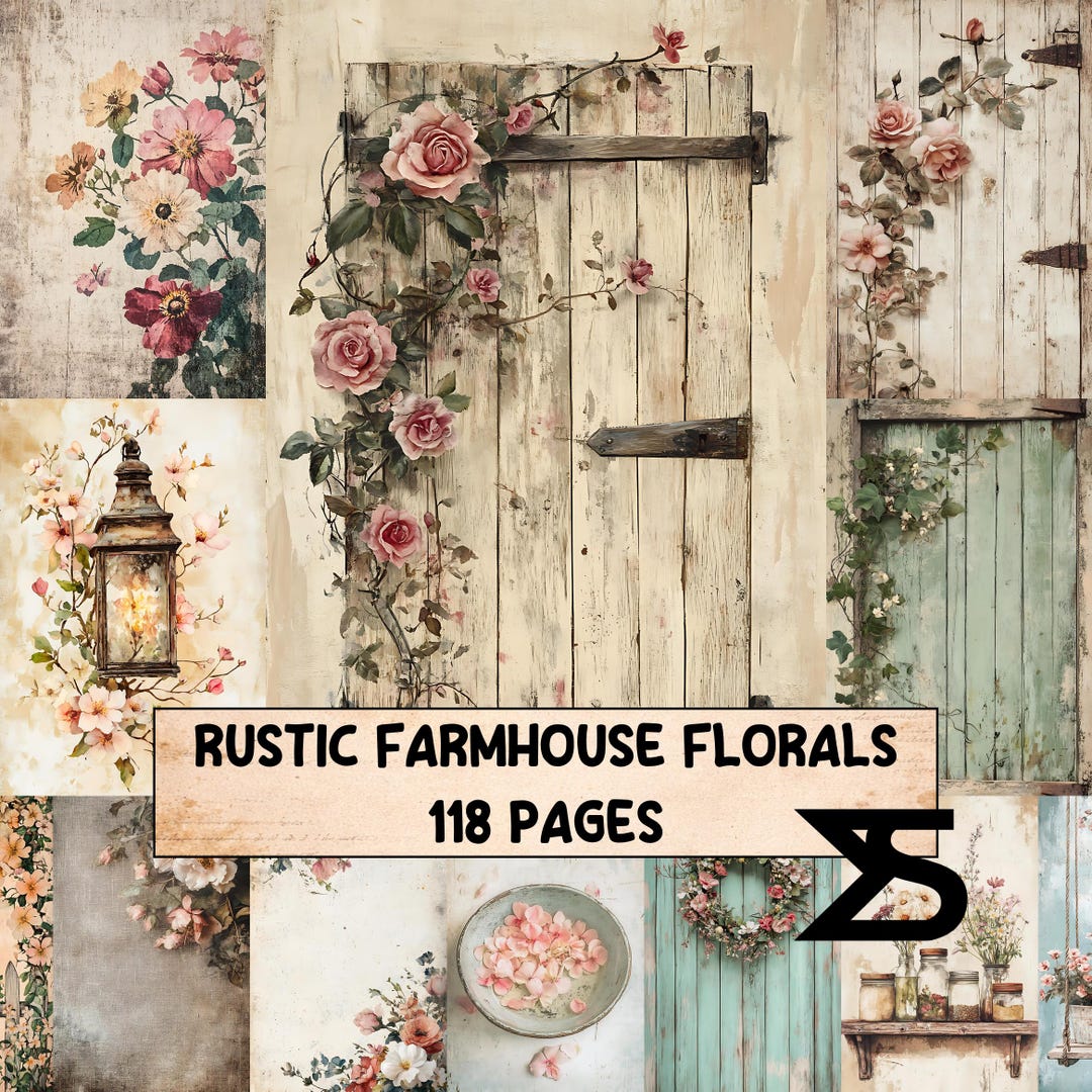 Rustic Farmhouse Florals Junk Journal Kit With Vintage Ephemera ...