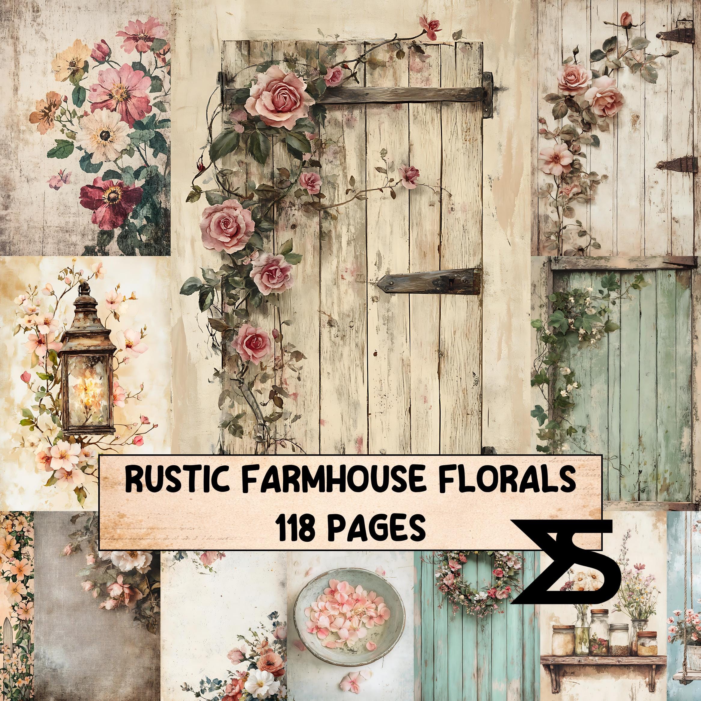 Rustic Farmhouse Florals Junk Journal Kit With Vintage Ephemera ...