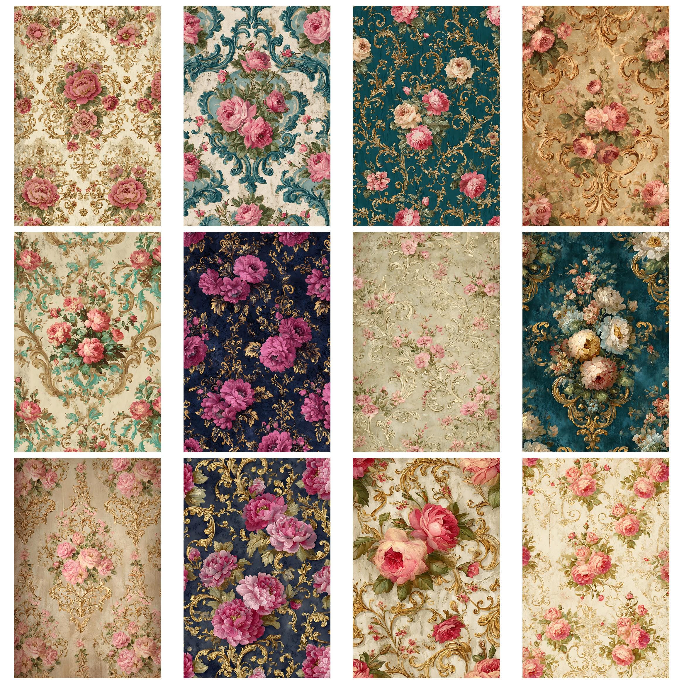 Victorian Floral Damask1 Vintage Junk Journal Kit Printable Papers ...