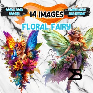 Floral Fairy Clipart Bundle, Instant Download, kommerzielle Nutzung, Planer, Sticker