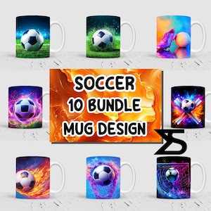 Soccer Sublimation mug wrap Design Bundle, 11 oz & 15 oz mug design, Instant Digital Download, Commercial Use