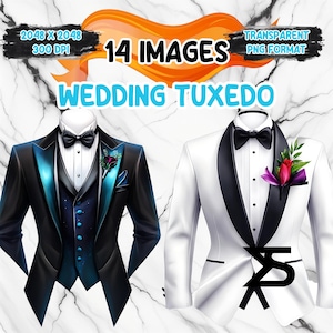 Clipart smoking mariage aquarelle, lot Clipart mariage, usage commercial, téléchargement numérique, téléchargement immédiat