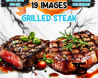 Watercolor grilled steak PNG Image, grilled steak Clipart Picture bundle, commercial use, digital download, instant download