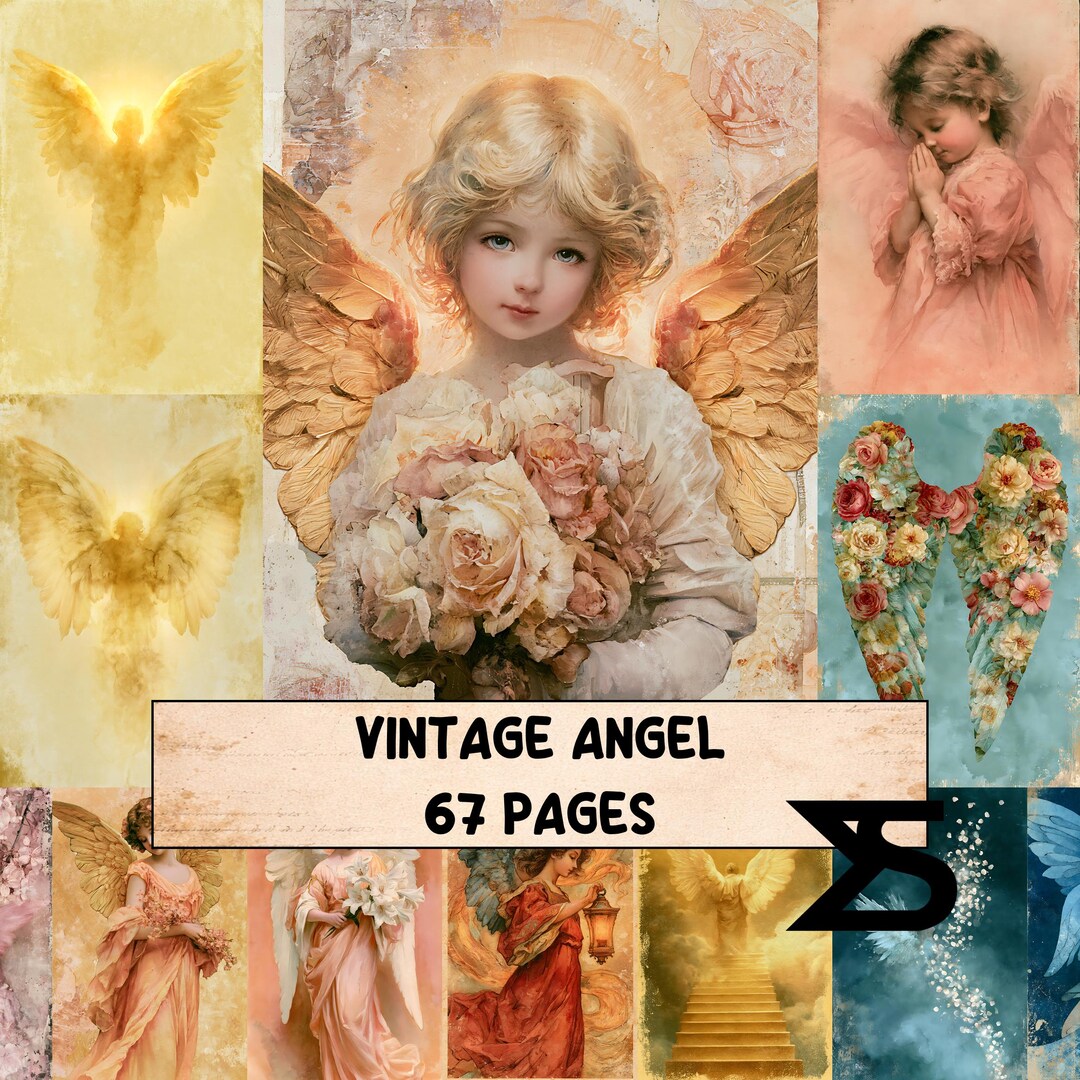 Vintage Angel Junk Journal Kit Vintage Ephemera Printable Papers Tags ...