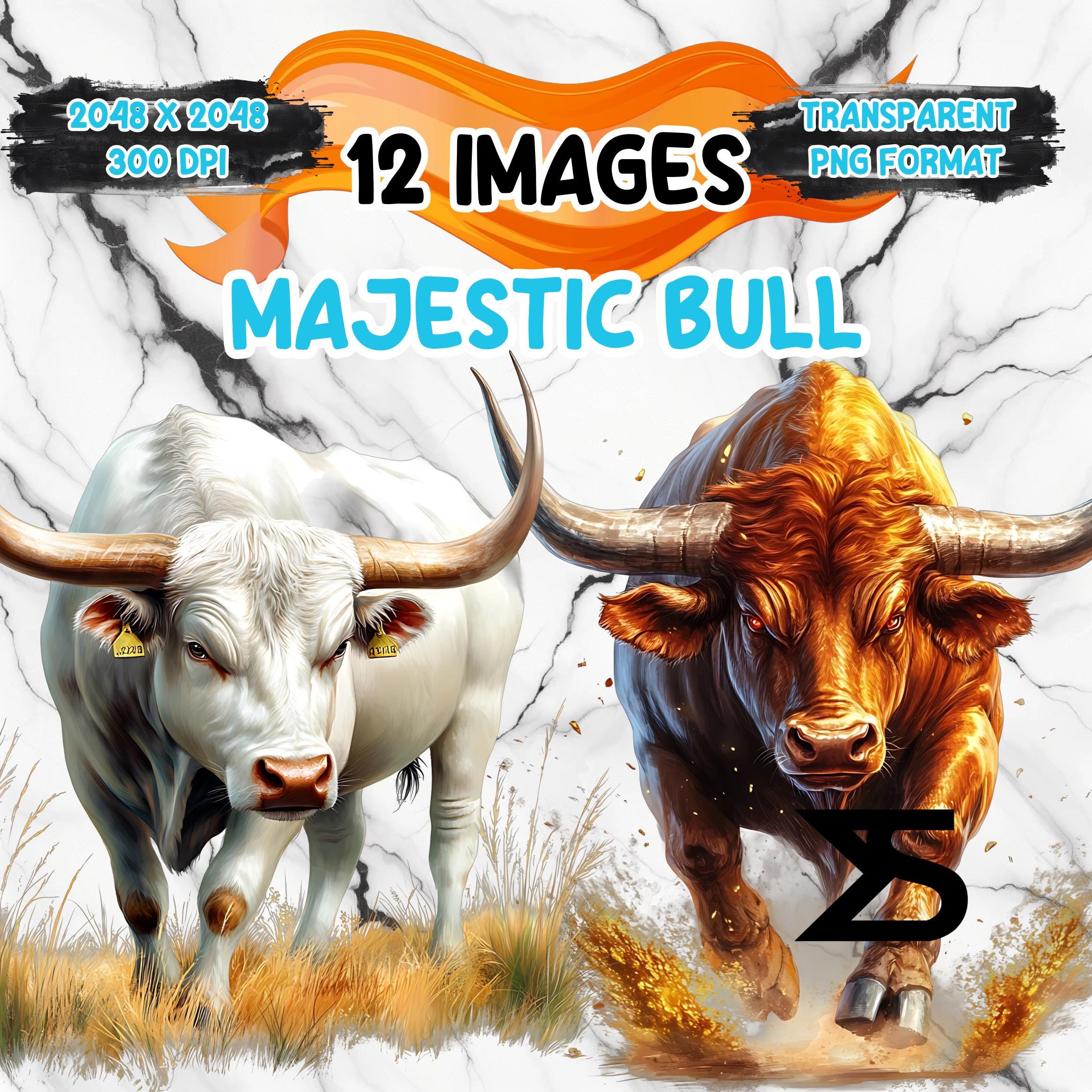 Watercolor Majestic Bull PNG Image, Bull  Clipart bundle, commercial use, digital download, instant download