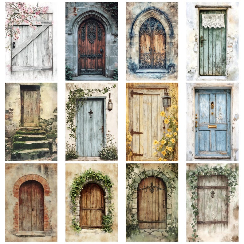 Rustic Vintage Doors Junk Journal Printable Ephemera Collage Papers ...