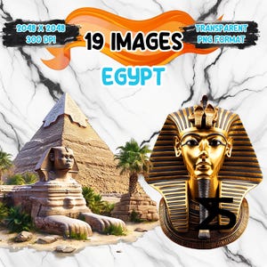 Image PNG aquarelle Egypte, lot de cliparts Egypte, usage commercial, téléchargement numérique, téléchargement immédiat