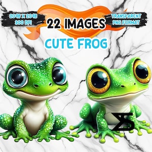 22 aquarelle grenouille mignonne, ensemble de cliparts grenouille mignonne, usage commercial, téléchargement numérique, téléchargement immédiat