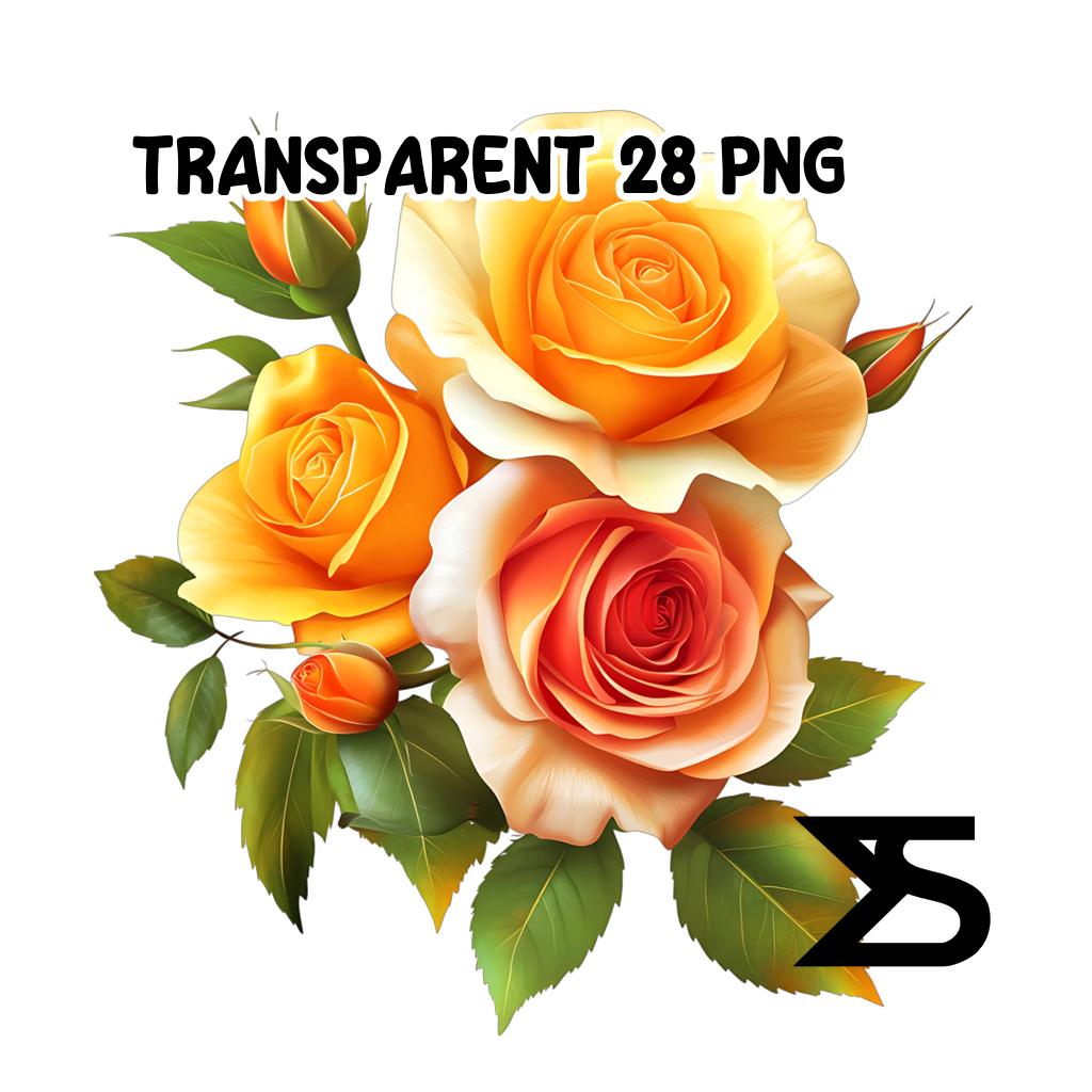 Orange Yellow Roses Graphics Watercolor Yellow and Orange Roses PNG Image on Transparent Background ...