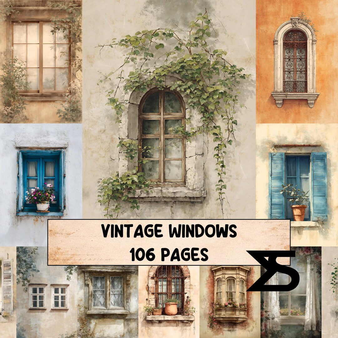 Vintage Windows Vintage Ephemera Junk Journal Set Printable Paper Pack ...