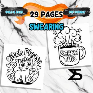Swearing Coloring Book, ausdruckbares Malbuch für Erwachsene, Malvorlagen für Erwachsene, entspannende Aktivität für Erwachsene