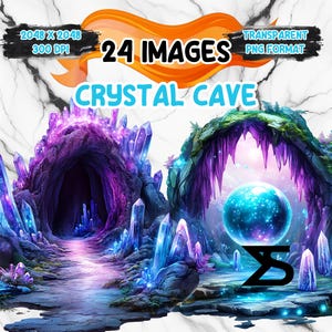 Image PNG de paysage de grotte de cristal aquarelle avec fond transparent, ensemble de cliparts, usage commercial, téléchargement numérique, téléchargement immédiat