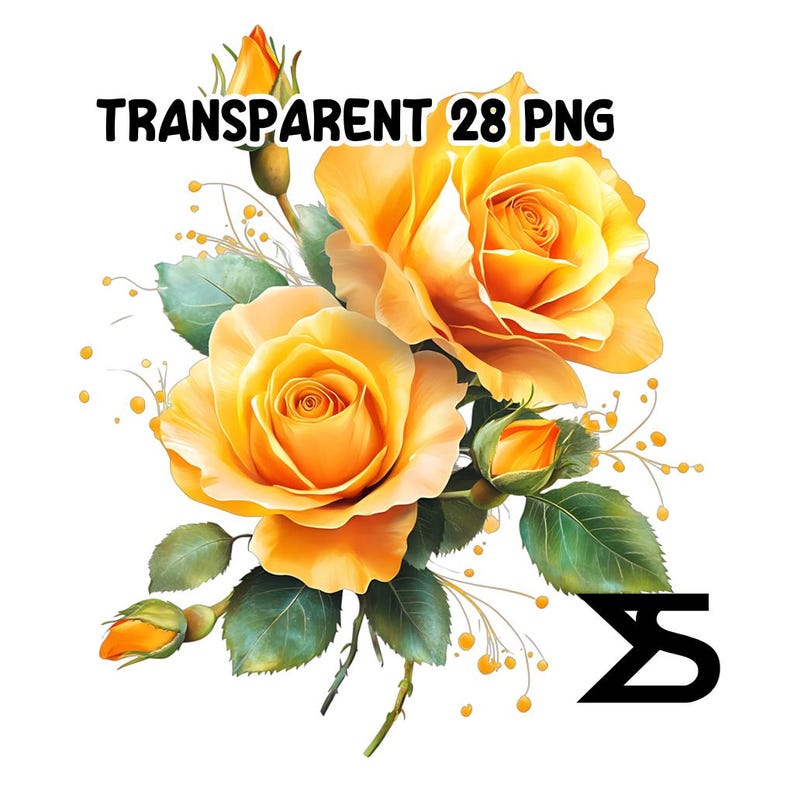 Orange Yellow Roses Graphics Watercolor Yellow and Orange Roses PNG Image on Transparent Background ...