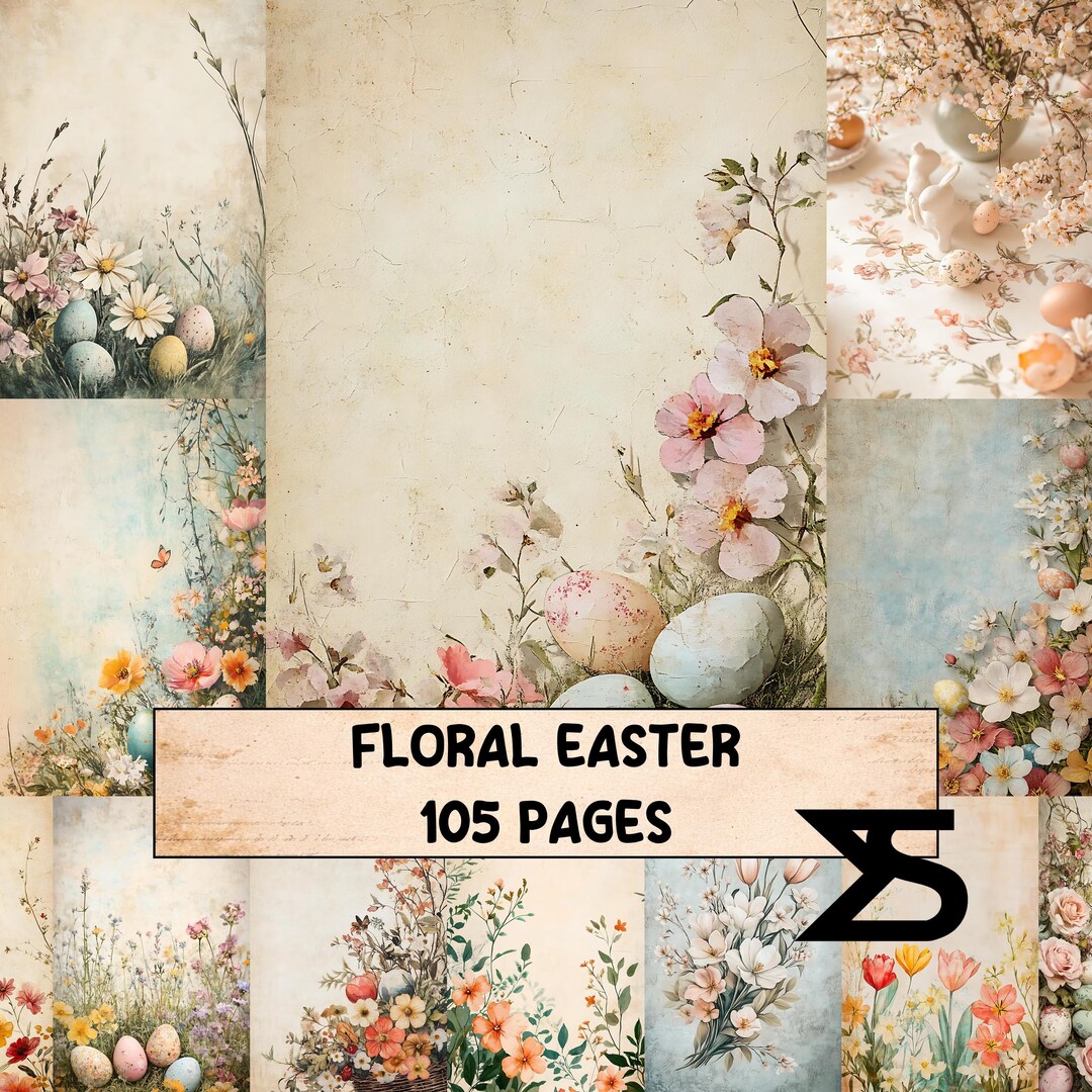 Floral Easter Vintage Junk Journal Kit Printable Papers and Ephemera ...