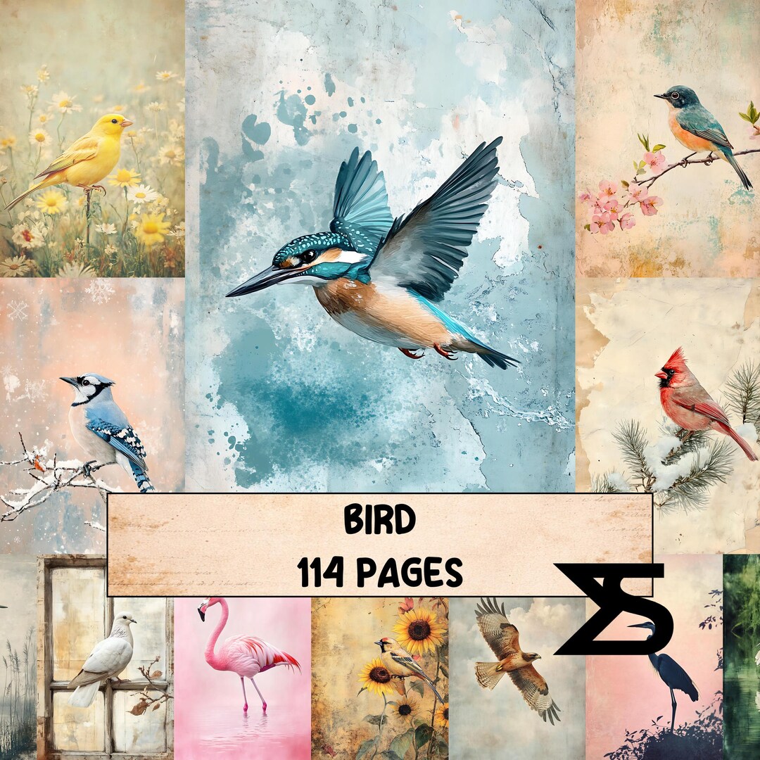 Bird Vintage Junk Journal Kit With Ephemera Botanical Bird ...