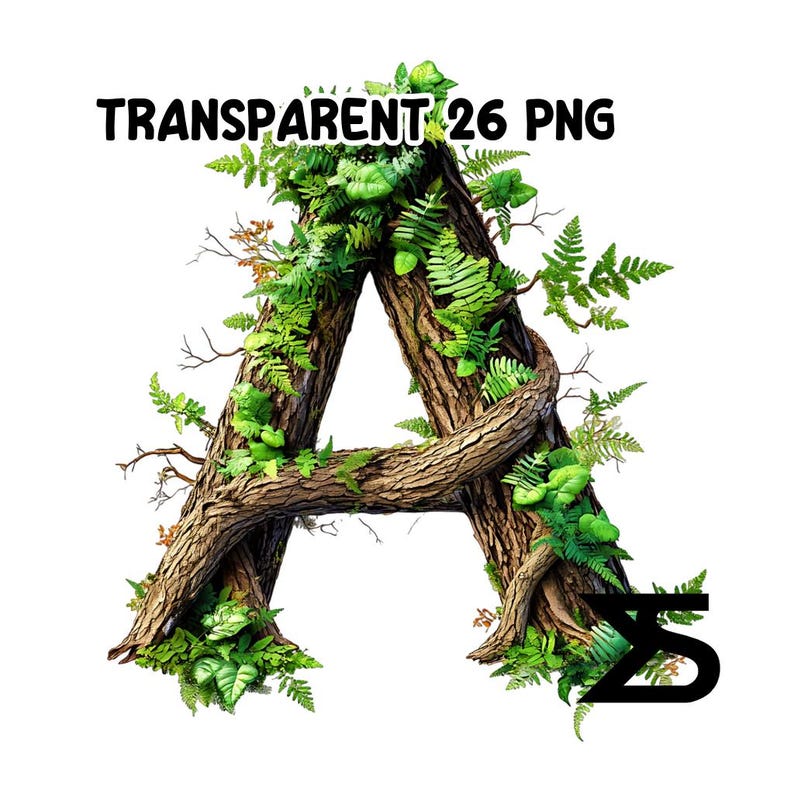 Transparent Forrest Lettering Watercolor Forest Alphabet PNG Image on Transparent Background, Digital ...