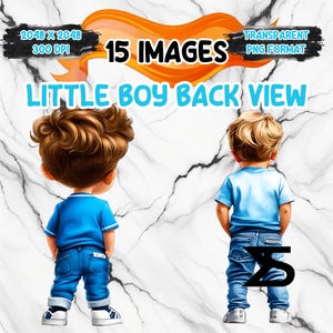 Little Boy Back View Clipart Bundle, Instant Download, kommerzielle Nutzung, Planer, Sticker