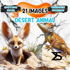 Watercolor Desert Animal PNG Image, Desert Clipart bundle, commercial use, digital download, instant download