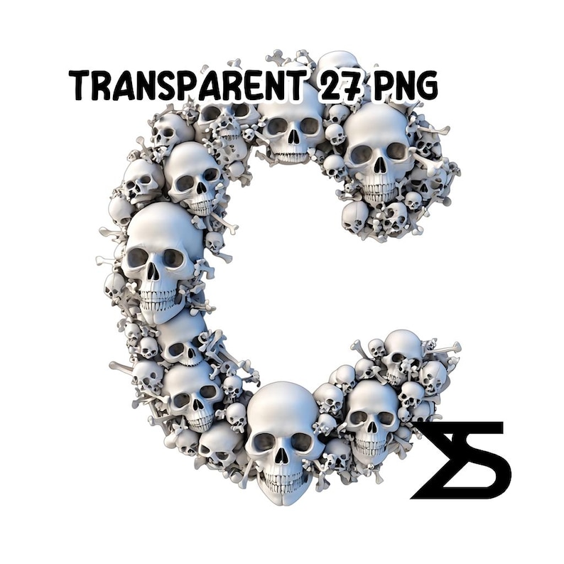Skull Using Text Watercolor Bones and Skulls Alphabet PNG Image on Transparent ...