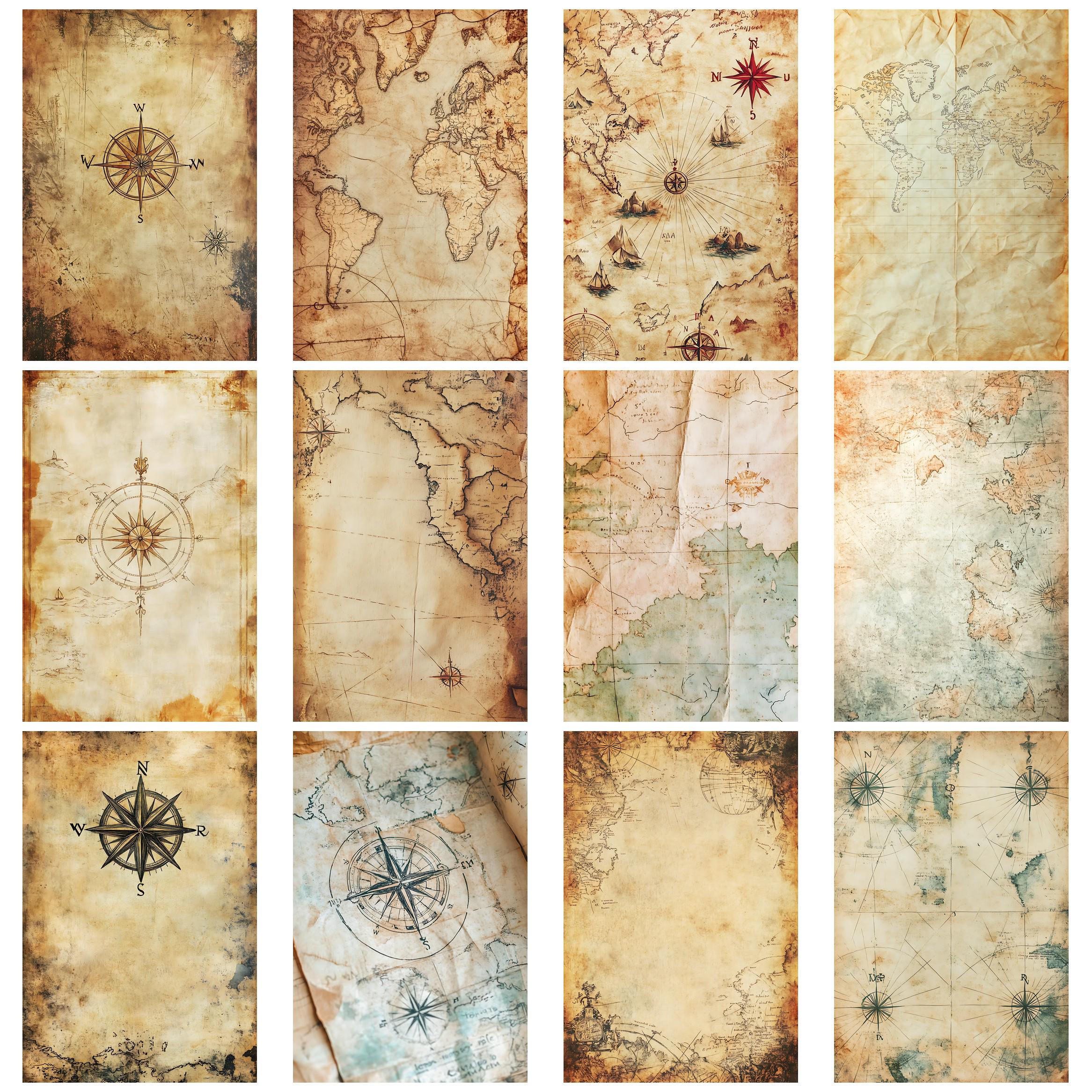 Ancient Maps Vintage Junk Journal Kit With Old World Map Ephemera ...