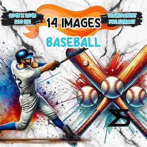 14 Clipart di baseball ad acquerello, clipart di baseball, bundle di clipart, uso commerciale, download digitale, download istantaneo
