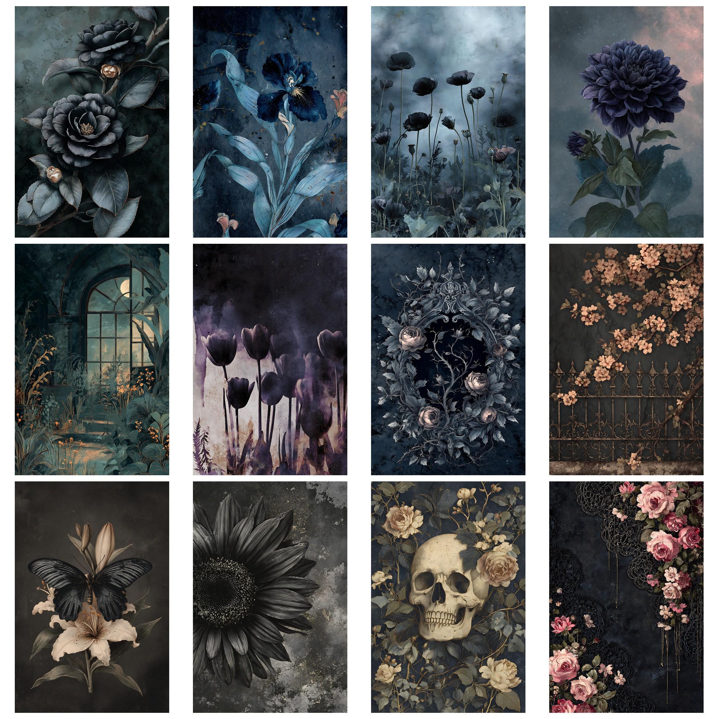 Dark Floral Gothic1 Junk Journal Kit Gothic Ephemera Printable Vintage ...