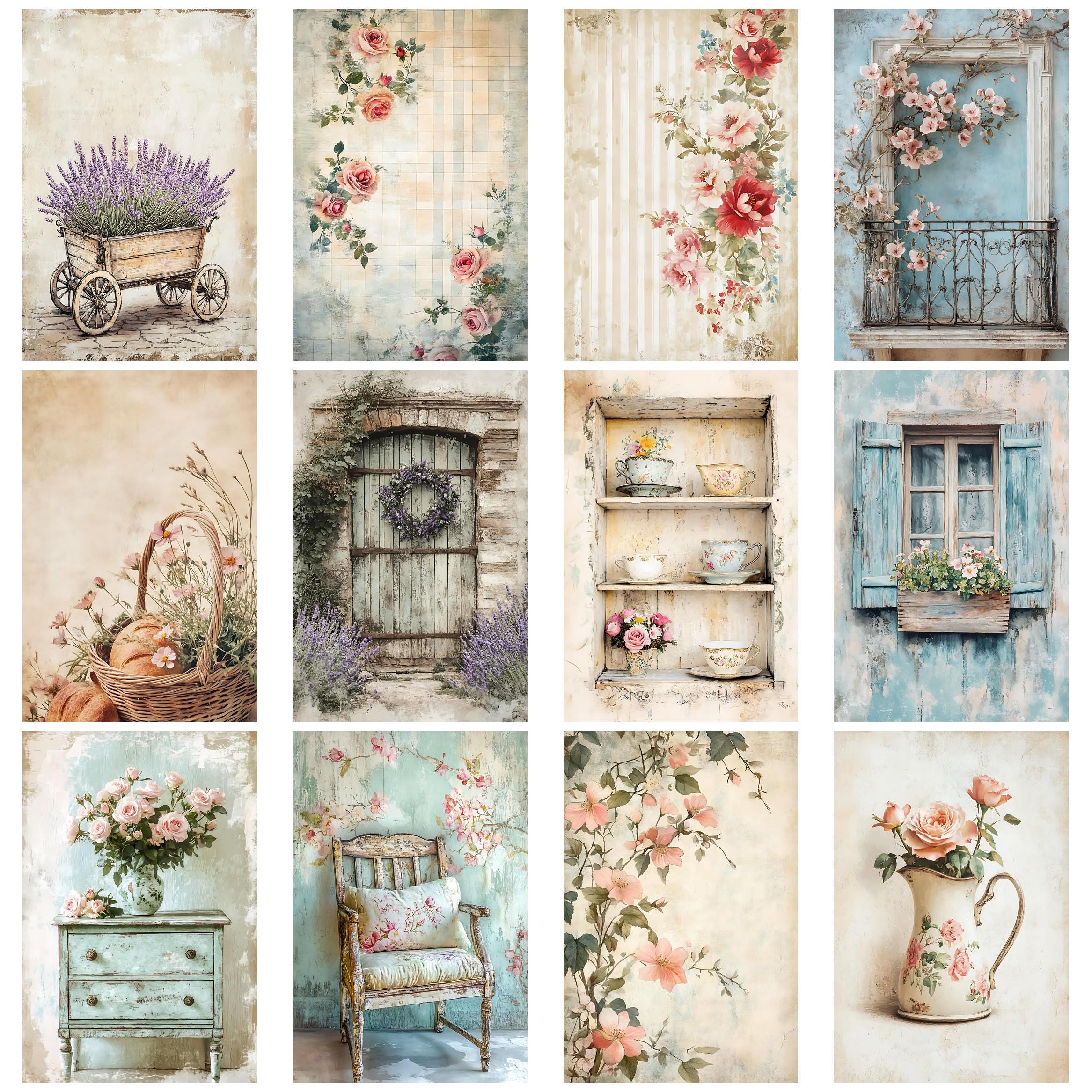 Pastel French Country Junk Journal Kit Vintage Floral Ephemera Shabby ...