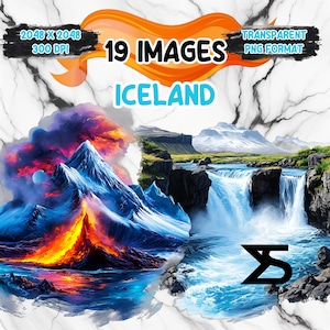 19 Clipart acquerello Islanda, clipart Islanda PNG, bundle Clipart, uso commerciale, download digitale, download immediato