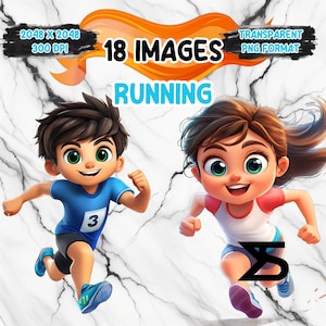 18 imágenes prediseñadas de acuarela de carrera, imágenes prediseñadas de dibujos animados de carrera, paquete de imágenes prediseñadas, uso comercial, descarga digital, descarga instantánea