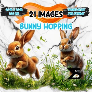 Watercolor Bunny Hopping PNG Image, Spring Clipart bundle, commercial use, digital download, instant download