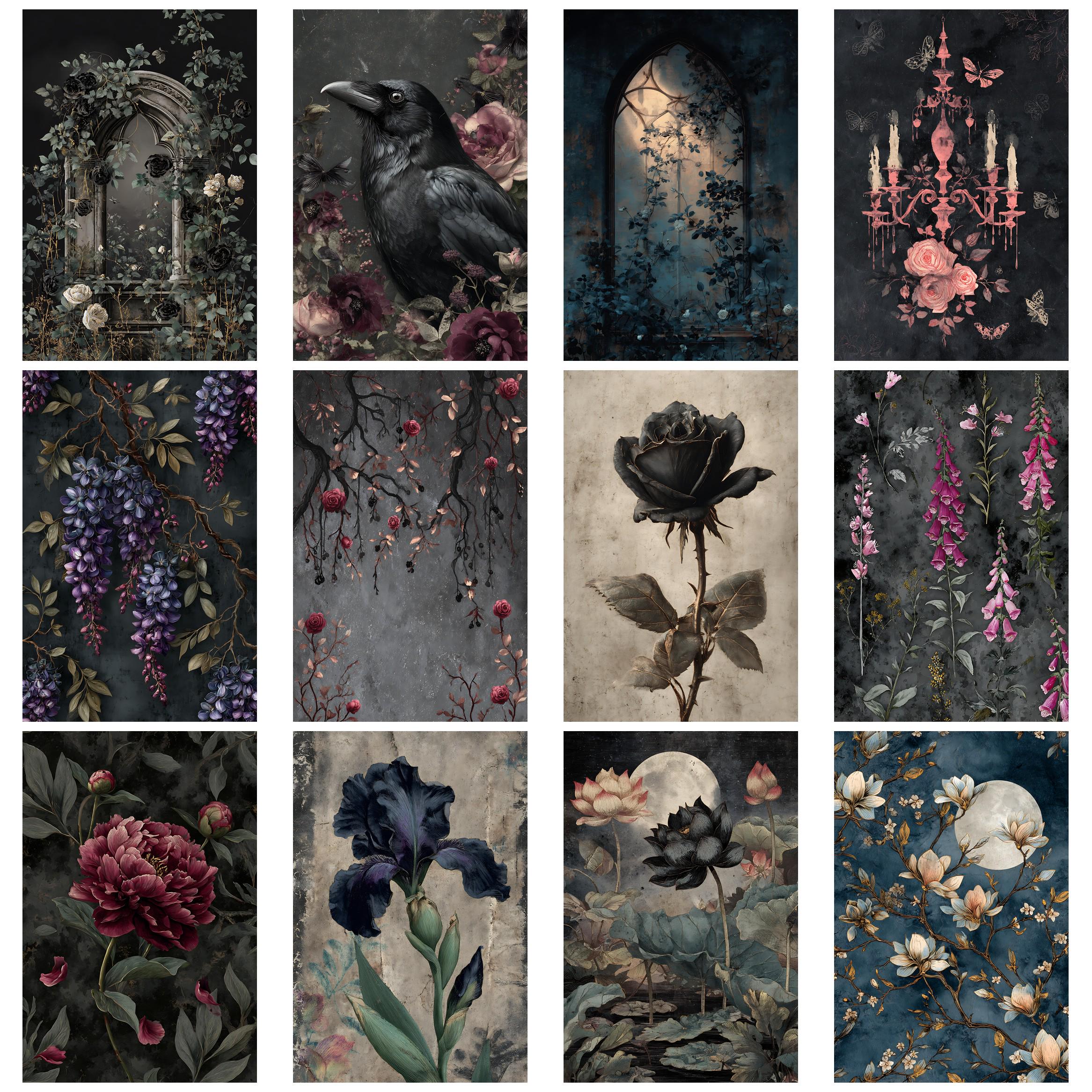 Dark Floral Gothic1 Junk Journal Kit Gothic Ephemera Printable Vintage ...