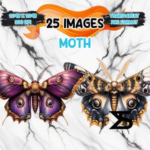 Moth Clipart Bundle, Instant Download, kommerzielle Nutzung, Planer, Sticker