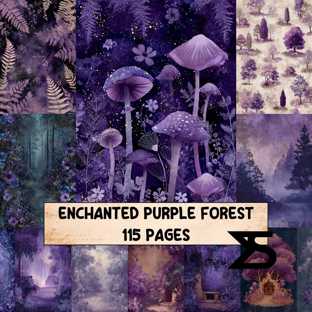 Enchanted Purple Forest Junk Journal Kit Vintage Ephemera Collage ...