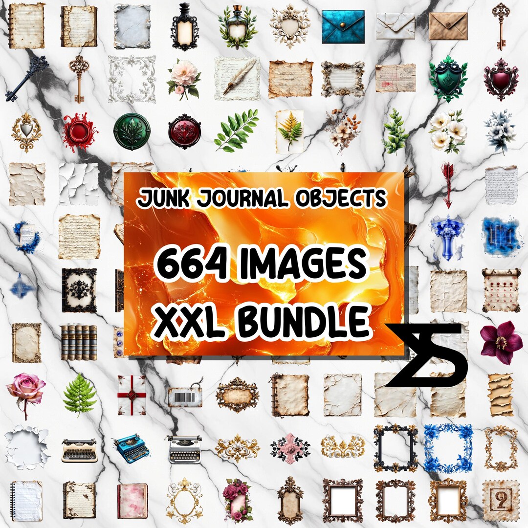 Journal Object Mega Watercolor Junk Journal Objects PNG Clipart Image on Transparent ...