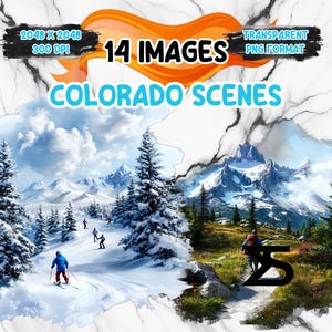 Watercolor Colorado scenes PNG Image, Colorado Clipart bundle, commercial use, digital download, instant download