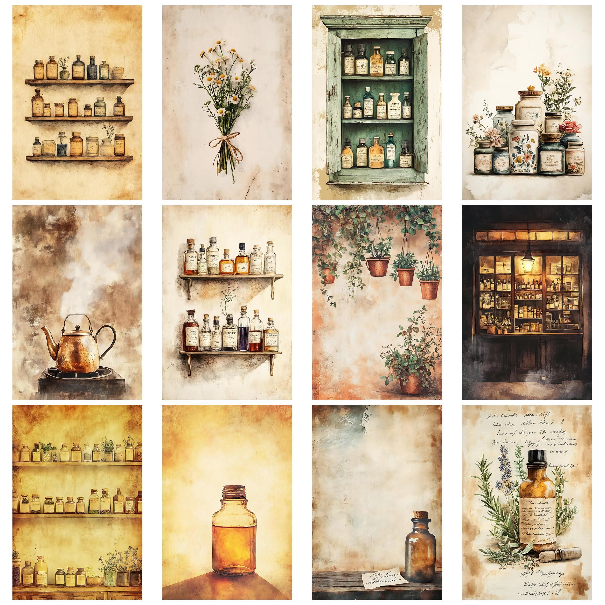 Apothecary Vintage Junk Journal Kit Ephemera Printable Labels Tags ...